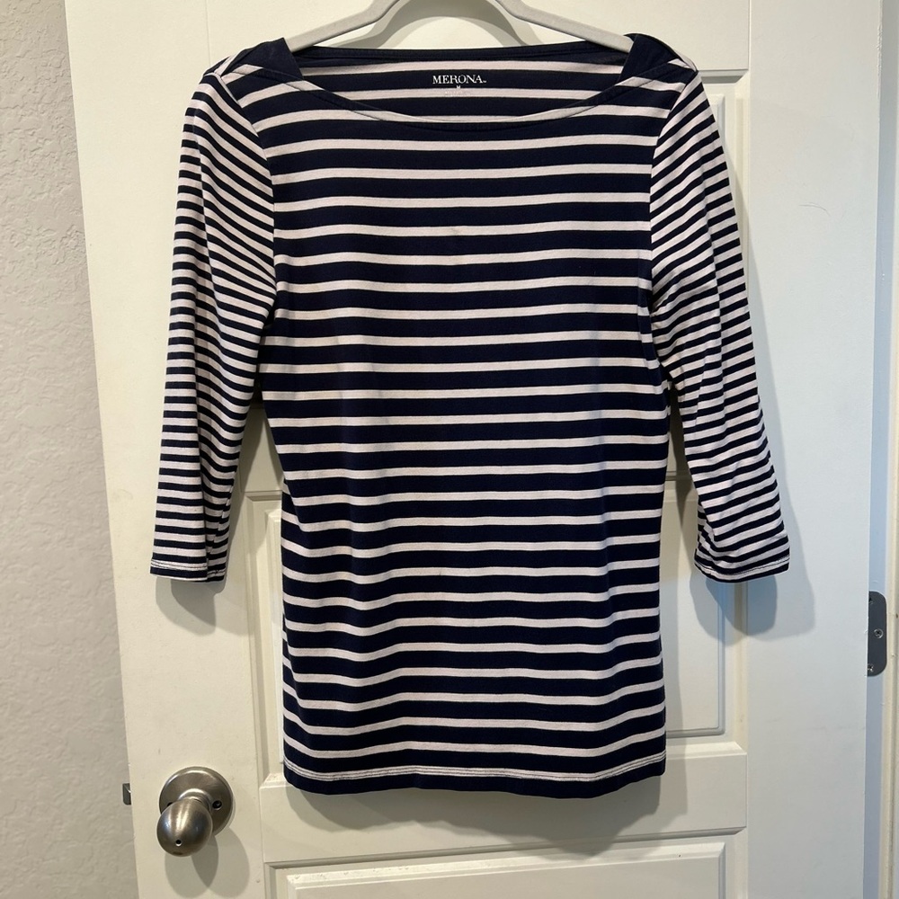 Merona Striped Navy and White Tee